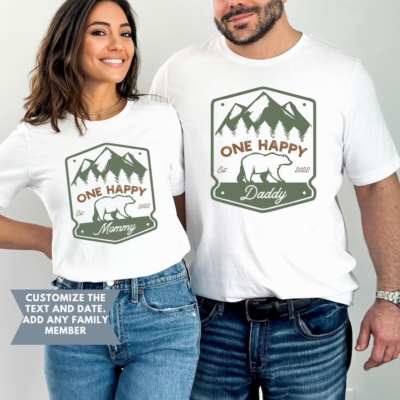 One Happy Camper Shirt, First Birthday Shirt, Camp Mommy and Me Shirts, Camping 1st Birthday Outfit, One Happy Camper Matching Family Tees, image 1