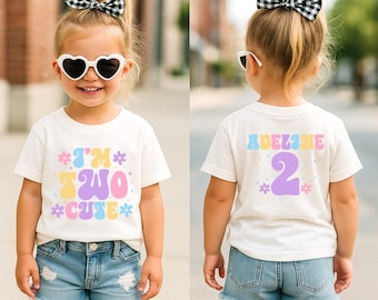 Two cute shirt, 2nd birthday shirt, birthday girl shirt, 2nd birthday outfit, toddler birthday shirt, retro groovy birthday girl, 2 years
