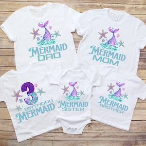 Mermaid Family Birthday Shirts | Mermaid Party Shirts | Matching Family Birthday Shirts | Birthday Girl Matching Shirts Under The Sea Shirts