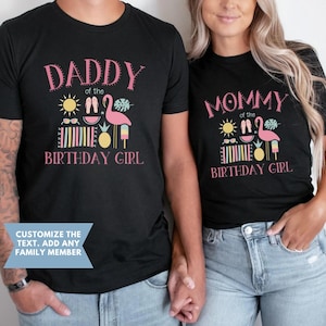 Flamingo Birthday Shirt for Family, Personalized Summer Birthday Matching Shirts. Tropical Party Outfit | Pink Flamingo Birthday Tee