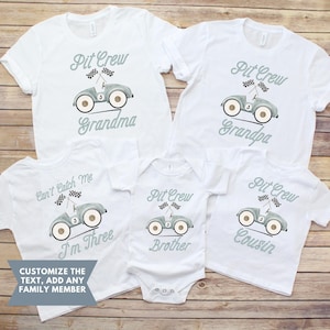 Race Car 3rd Birthday Shirt, I am Three Shirt, 3rd Birthday Outfit, Personalized Matching Family Birthday Shirts, Racing 3rd Birthday