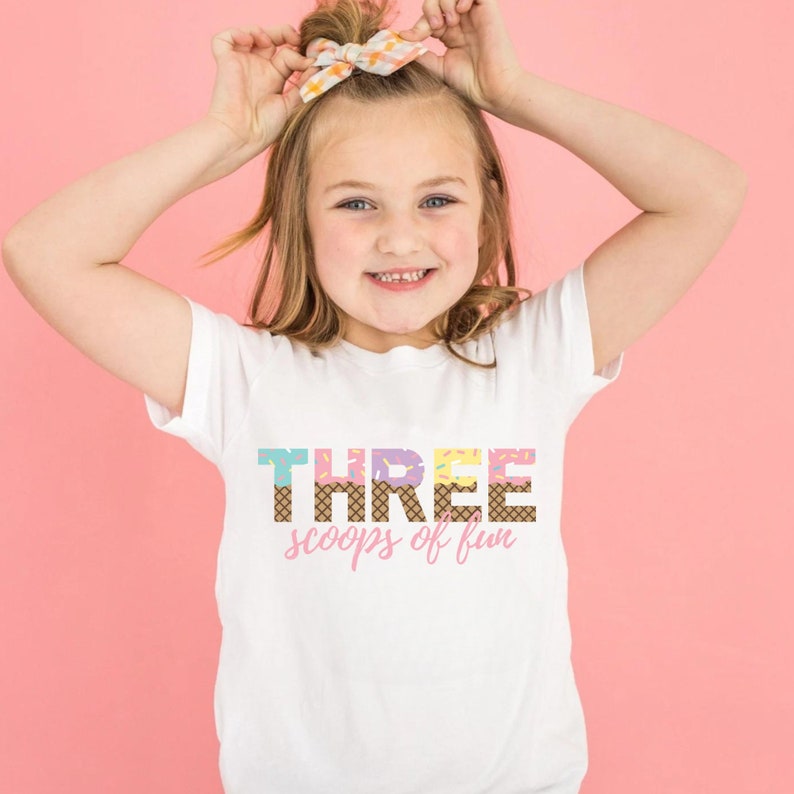 Three Scoops of Fun Ice Cream Girls 3rd Birthday Shirt 3rd - Etsy