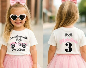 Girl Race Car 3rd Birthday Shirt, I am Three Shirt 3rd Birthday Tee, Personalized Matching Family Birthday Shirts, Girl Racing 3rd Birthday