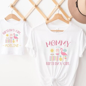Personalized Flamingo Summer Birthday Party Shirts, Matching Family Birthday Shirts, Tropical Birthday Outfit, Pink Flamingo Birthday Tee