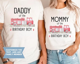Fire Truck Birthday Shirt, Boys Firetruck Themed Birthday Gift, Toddler Boy Fire Fighter T-shirt, Family Kids Matching Tees mommy and me