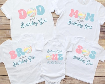 Family Matching Pool Party Birthday Shirts, Beach Ball Birthday Outfit for Girl, Summer Party Family T-Shirts, Pool Party Birthday Girl Tee