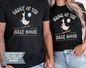 Chemises d'anniversaire de famille assorties One Silly Goose, chemise 1er anniversaire Silly Goose, tenue de premier anniversaire Silly Goose, chemise Goose Mommy and Me