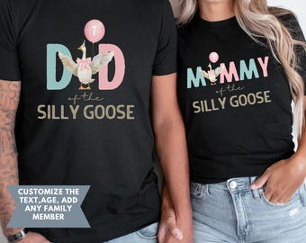 Custom One Silly Goose Matching Family Birthday Shirts, Silly Goose 1st Birthday Shirt, Silly Goose First Birthday Outfit Personalized Tee