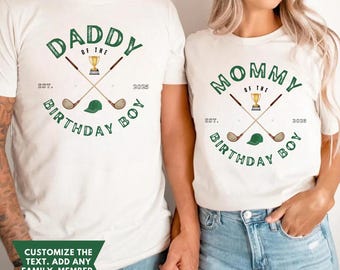 Golf Birthday Shirt, 1st Birthday Outfit, Hole in One Birthday Party, Personalized Gold Family Birthday Shirts, Golf birthday shirt