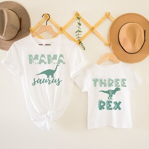 Three Rex Matching Family Birthday Shirts, Matching Family Dinosaur Shirts, Birthday, 3rd Birthday Shirt, Mama Daddy Saurus image 3