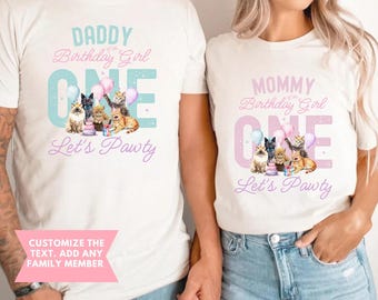 Let's Pawty Birthday Family Matching Shirts, Cat birthday party Shirts, Kitty party shirt, Personalized let's pawty Matching Shirts cat tee