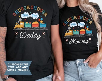 train birthday shirt, chugga chugga two two shirt, choo choo im 2 shirt, train 2nd birthday tee, mommy and me train shirts custom tee boy