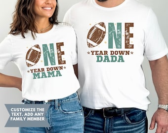 Football First Birthday Family Matching Shirts, Mama Daddy Football 1st Birthday Tshirts, Football Theme Birthday Outfit, one year down