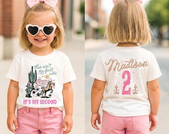 Mon premier t-shirt de rodéo pour filles tenue d'anniversaire Western T-shirt pour 1er anniversaire de cow-girl nom personnalisé chemise en fer à cheval chemise de soirée à thème rodéo
