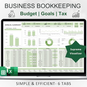 Small Business Bookkeeping Spreadsheet | Financial Template | Sales Tax Tracker | Budget Planner | Income and Expense | Accounting Template