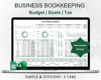 Small Business Bookkeeping Spreadsheet Financial Template Business Planner Income and Expense Tracker Tax Profit Budget Planning