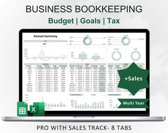 Small Business Bookkeeping Spreadsheet | Financial Template (Digital Download)