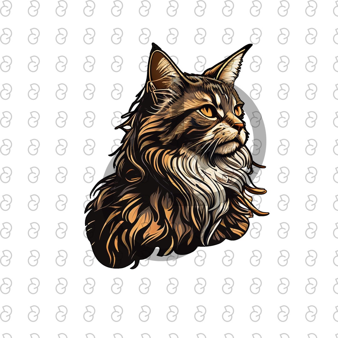 Maine Coon Clip Art Maine Coon Cat Sublimation Designs Cat - Etsy