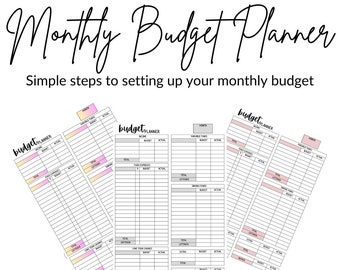 Monthly Budget Planner Digital Download