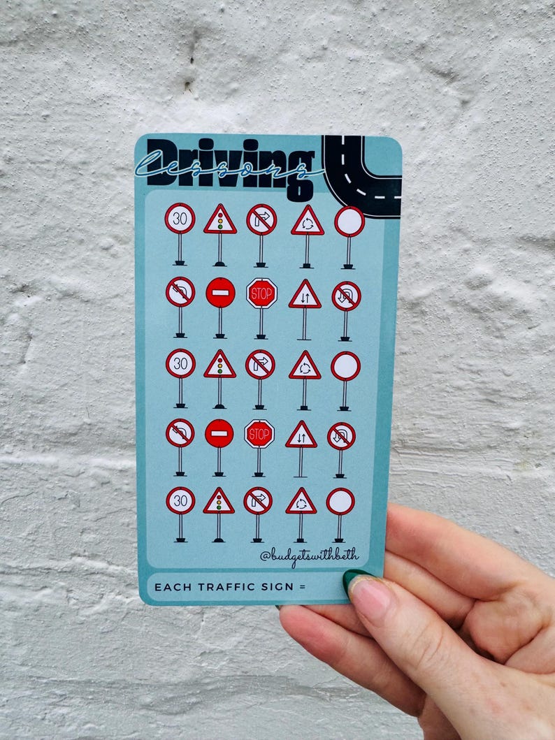 Driving Lesson Savings Challenge Tracker - Laminated A6 Wallet Card - Etsy