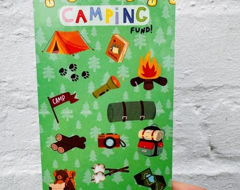 Camping Fund Saver Challenge – Laminated Cash Envelope Tracker