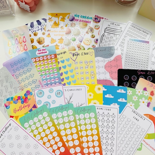 Laminated Savings Trackers – Cash Envelope, Budget Challenge