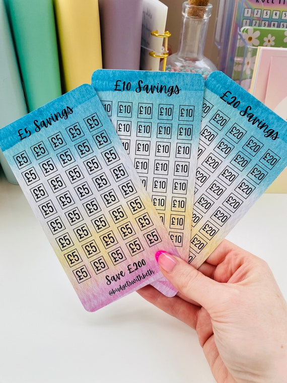 Pastel Savings Challenge Bundle – Laminated Cash Tracker Cards