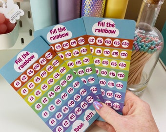 Fill the Rainbow Savings Challenge – Laminated Cash Tracker