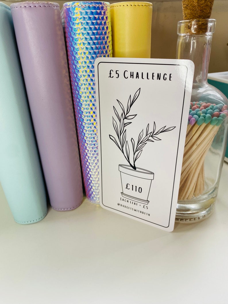 Laminated Savings Challenge Tracker – Cash Stuffing Wallet Insert Five Pound Challenge