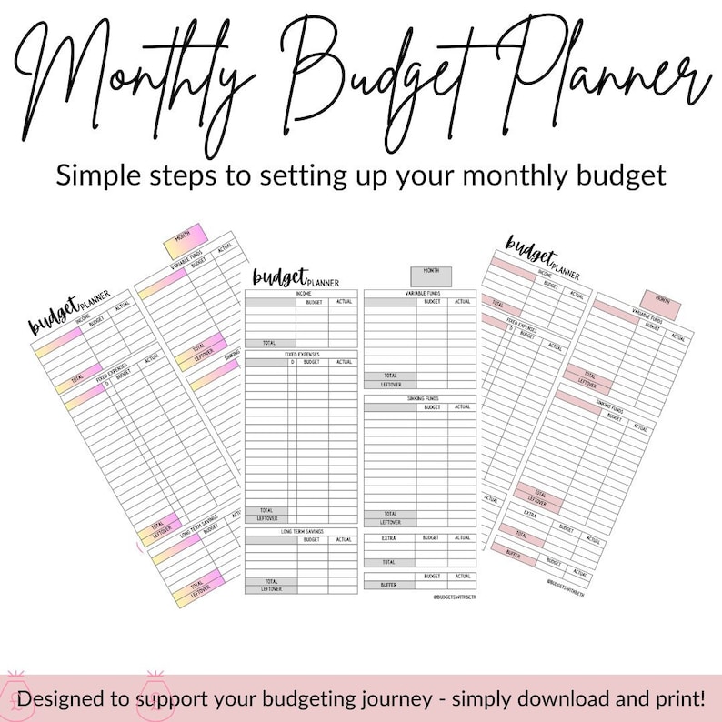Monthly Budget Planner Digital Download - Etsy