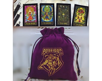 Purple Velvet Dice Bag/Rpg Bag/Dnd Dice Bag/Greek Mythology-inspired Small Velvet Dice Bag for DND & RPG Gaming/Velvet Tarot Card Bag