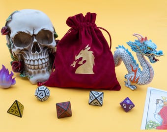 Red Velvet Dragon Dice Bag: RPG Dice Storage