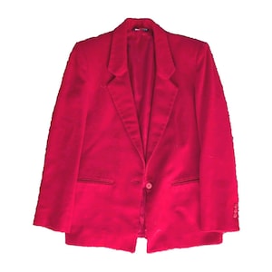 Blazer vintage in lana rossa da donna, modello M, aderente da donna aziendale