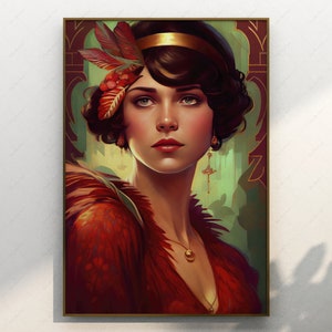 Art Deco Flapper Girl, Art Deco Posters, Vintage Art, Printable Art, Modern Wall Decor, Instant Decor, Digital Download