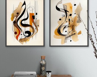 10-piece Mid-century Modern Art Bundle, Music Motif Posters, Art