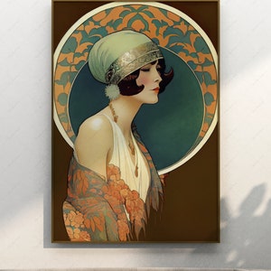 Art Deco Flapper Girl, Art Deco Posters, Vintage Art, Printable Art, Modern Wall Decor, Instant Decor, Digital Download