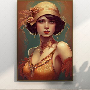 Art Deco Flapper Girl, Art Deco Posters, Vintage Art, Printable Art, Modern Wall Decor, Instant Decor, Digital Download