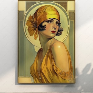 Art Deco Flapper Girl, Art Deco Posters, Vintage Art, Printable Art, Modern Wall Decor, Instant Decor, Digital Download
