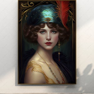 Art Deco Flapper Girl, Art Deco Posters, Vintage Art, Printable Art, Modern Wall Decor, Instant Decor, Digital Download