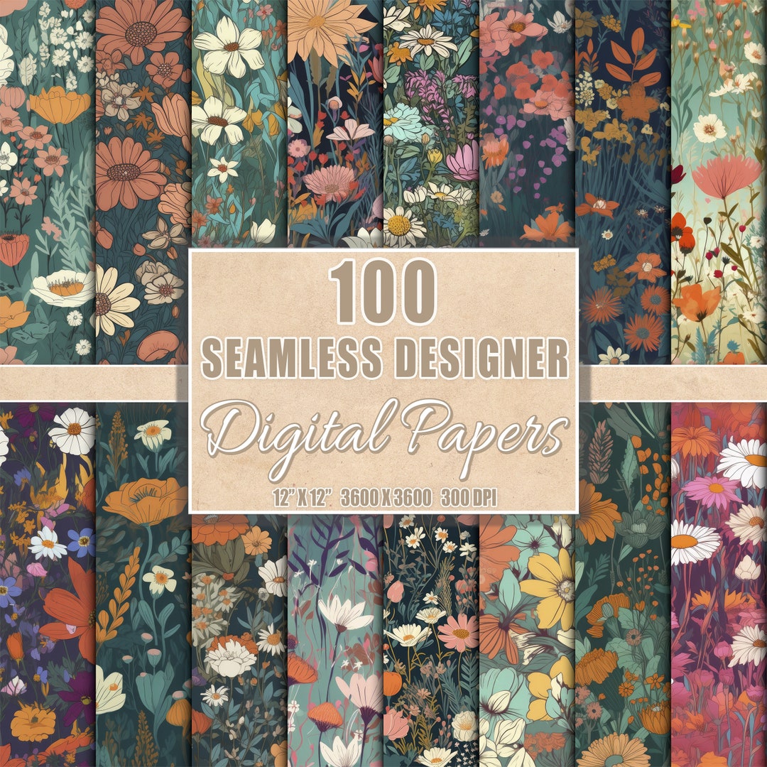 Blooming Flowers Digital Paper Set Volume 2 Floral Digital - Etsy