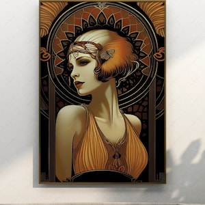 Art Deco Flapper Girl, Art Deco Posters, Vintage Art, Printable Art, Modern Wall Decor, Instant Decor, Digital Download