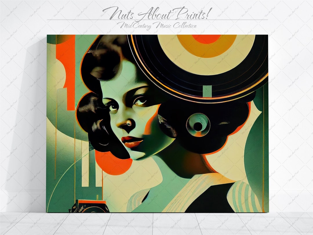 Midcentury Modern Art Deco Music Motif Posters Art Deco Music Prints