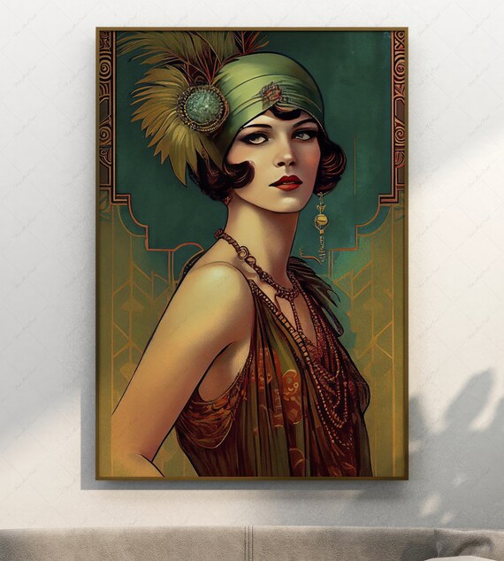 Art Deco Flapper Girl, Art Deco Posters, Vintage Art, Printable Art, Modern Wall Decor, Instant Decor, Digital Download
