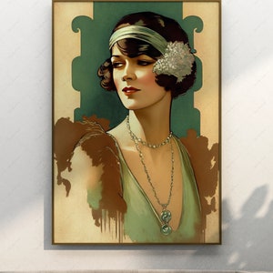 Art Deco Flapper Girl, Art Deco Posters, Vintage Art, Printable Art, Modern Wall Decor, Instant Decor, Digital Download