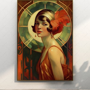 Art Deco Flapper Girl, Art Deco Posters, Vintage Art, Printable Art, Modern Wall Decor, Instant Decor, Digital Download