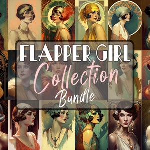 Flapper Girl Art Deco Collection Bundle - Portrait Wall Art Print Great Gatsby 1920s Gift Roaring 20s