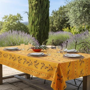 Tischdecke rechteckig Länge: 240 / 300 / 350 cm Oliven Provence gelb pflegeleicht