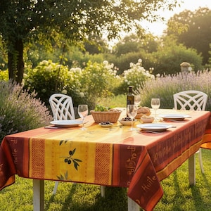 Tischdecke rechteckig: 200/ 240 / 300 / 350 cm Oliven Provence gelb rot pflegeleicht