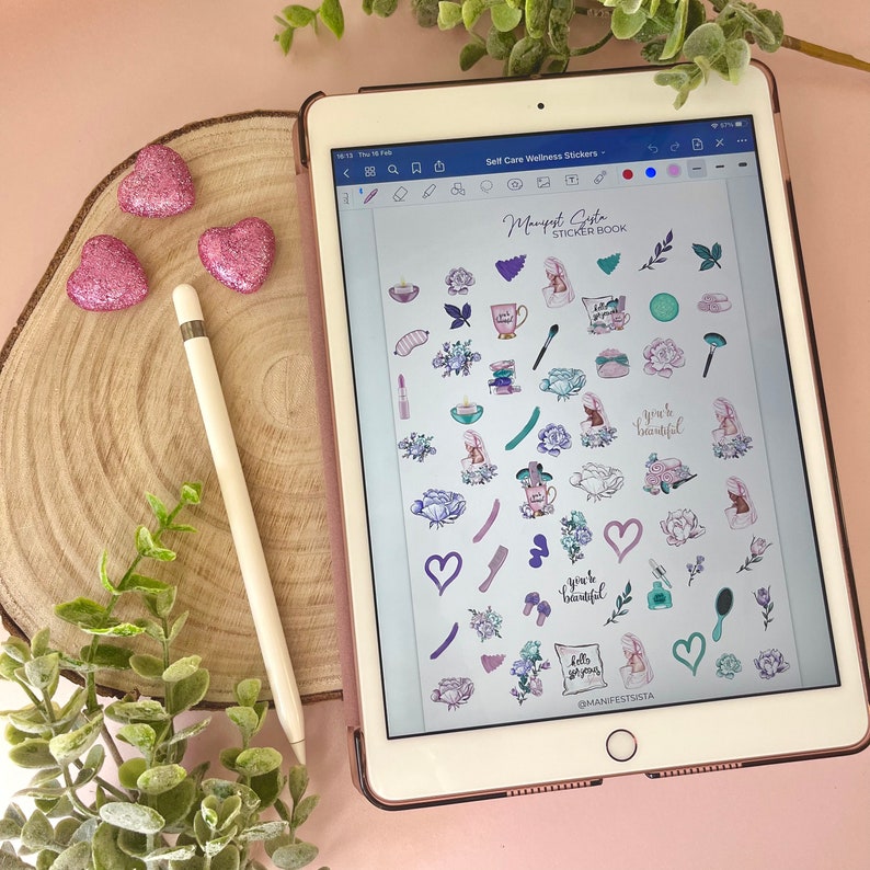 Digital Wellness Stickers | Self Care Stickers | Digital iPad Stickers ...