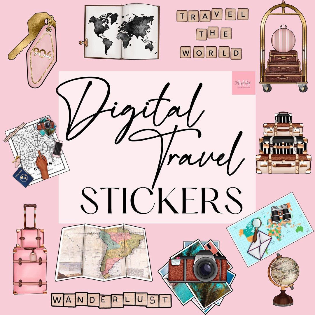 Digital Travel Stickers Goodnotes Stickers Travel Journal Etsy
